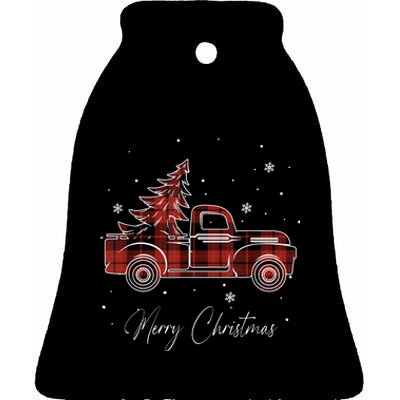 Merry Christmas Red Truck Family Matching Christmas Pajama Ceramic Bell Ornament