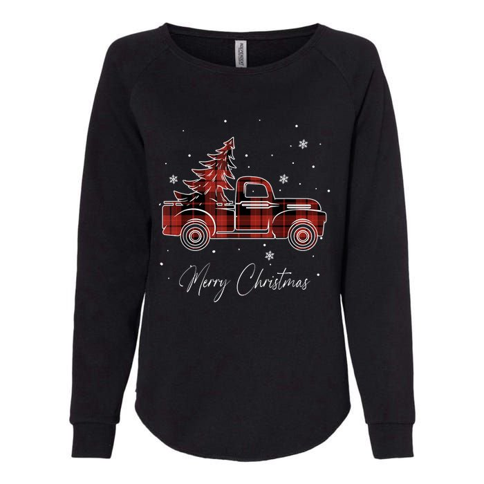 Merry Christmas Red Truck Family Matching Christmas Pajama Womens California Wash Sweatshirt