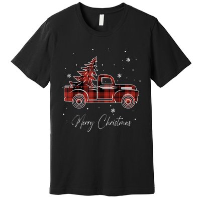 Merry Christmas Red Truck Family Matching Christmas Pajama Premium T-Shirt