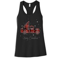 Merry Christmas Red Truck Family Matching Christmas Pajama Women's Racerback Tank