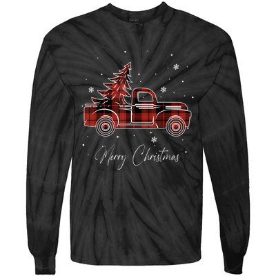 Merry Christmas Red Truck Family Matching Christmas Pajama Tie-Dye Long Sleeve Shirt