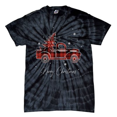 Merry Christmas Red Truck Family Matching Christmas Pajama Tie-Dye T-Shirt