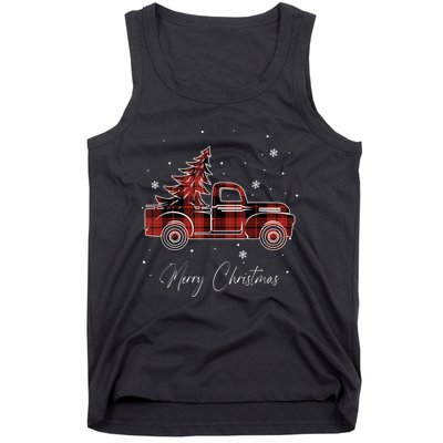 Merry Christmas Red Truck Family Matching Christmas Pajama Tank Top