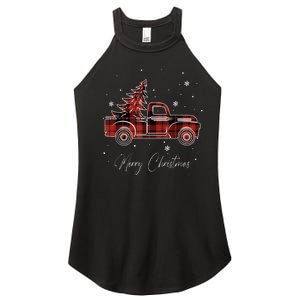 Merry Christmas Red Truck Family Matching Christmas Pajama Women's Perfect Tri Rocker Tank