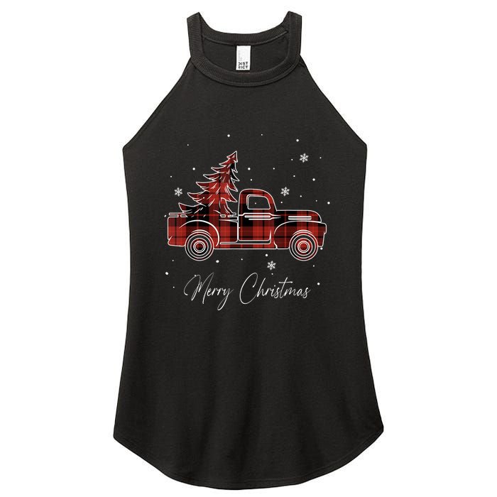 Merry Christmas Red Truck Family Matching Christmas Pajama Women's Perfect Tri Rocker Tank