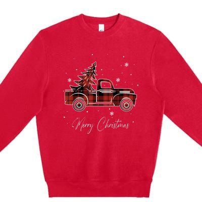 Merry Christmas Red Truck Family Matching Christmas Pajama Premium Crewneck Sweatshirt