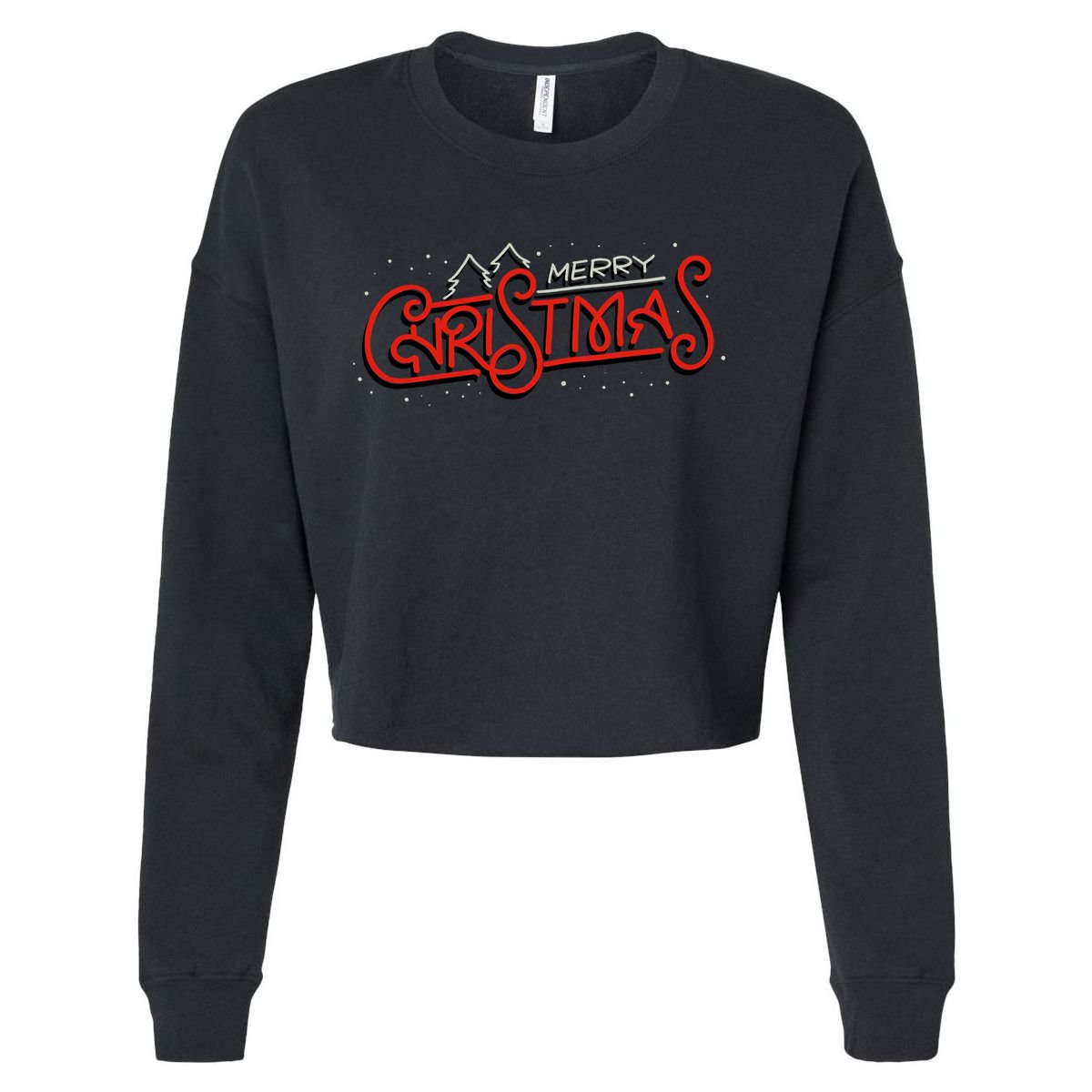 Merry Christmas Retro Cropped Pullover Crew
