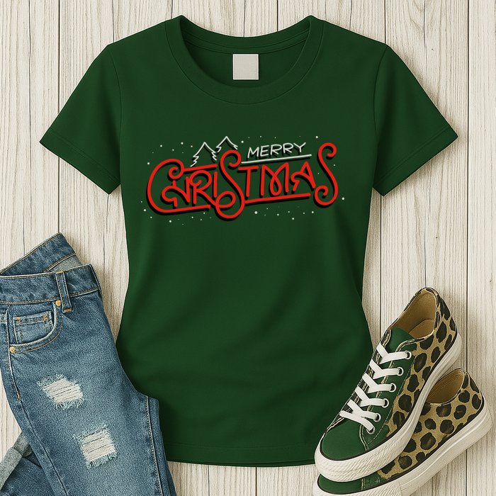 Merry Christmas Retro Womens T-Shirt