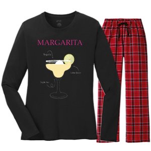 Margarita Cocktail Recipe Women's Long Sleeve Flannel Pajama Set 