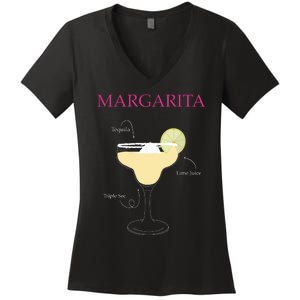 Margarita Cocktail Recipe Women's V-Neck T-Shirt