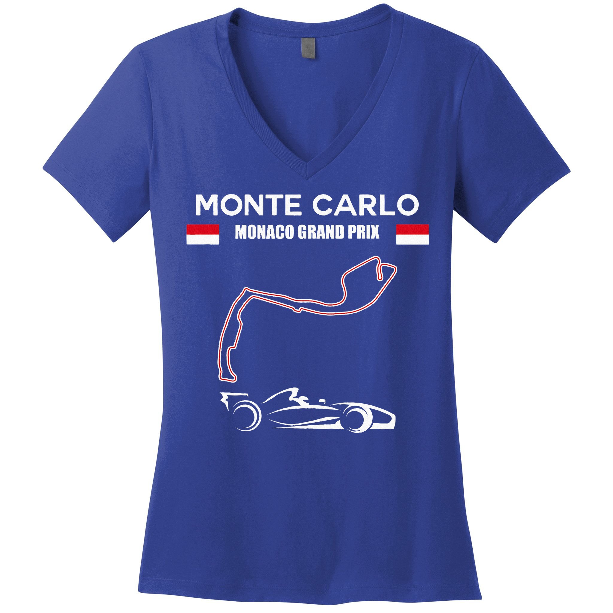 Monte Carlo Race Track Formula Racing Car Monaco Main Price Women's V-Neck T-Shirt