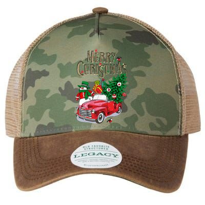 Merry Christmas Red Car Snow Ice Legacy Tie Dye Trucker Hat