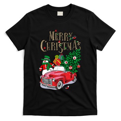Merry Christmas Red Car Snow Ice T-Shirt