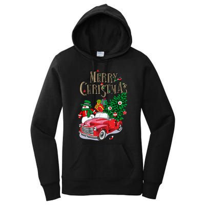 Merry Christmas Red Car Snow Ice Women's Pullover Hoodie