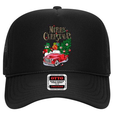 Merry Christmas Red Car Snow Ice Trucker Hat