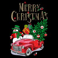 Merry Christmas Red Car Snow Ice Wool Snapback Cap