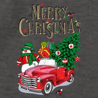 Merry Christmas Red Car Snow Ice Vector Backpack