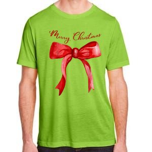 Merry Christmas Red Coquette Bow Merry And Bright Adult ChromaSoft Performance T-Shirt