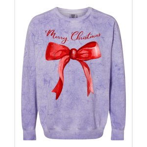 Merry Christmas Red Coquette Bow Merry And Bright Colorblast Crewneck Sweatshirt