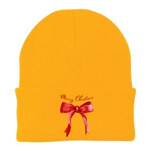 Merry Christmas Red Coquette Bow Merry And Bright Knit Cap Winter Beanie