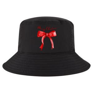 Merry Christmas Red Coquette Bow Merry And Bright Cool Comfort Performance Bucket Hat