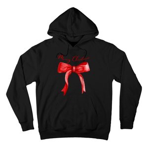 Merry Christmas Red Coquette Bow Merry And Bright Hoodie