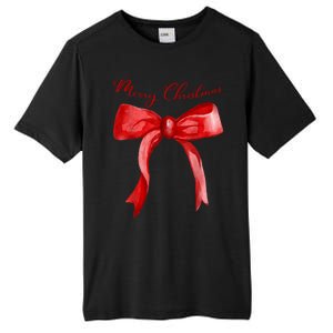 Merry Christmas Red Coquette Bow Merry And Bright Tall Fusion ChromaSoft Performance T-Shirt