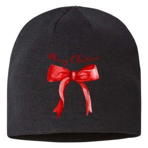 Merry Christmas Red Coquette Bow Merry And Bright Sustainable Beanie