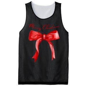 Merry Christmas Red Coquette Bow Merry And Bright Mesh Reversible Basketball Jersey Tank