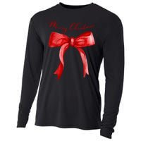 Merry Christmas Red Coquette Bow Merry And Bright Cooling Performance Long Sleeve Crew