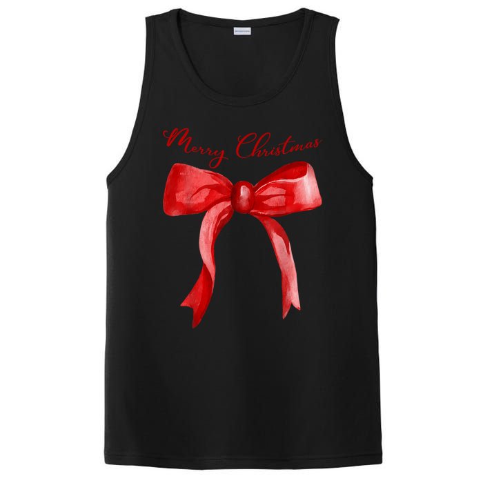 Merry Christmas Red Coquette Bow Merry And Bright PosiCharge Competitor Tank