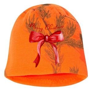 Merry Christmas Red Coquette Bow Merry And Bright Kati - Camo Knit Beanie