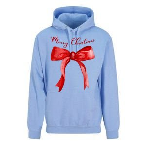 Merry Christmas Red Coquette Bow Merry And Bright Unisex Surf Hoodie