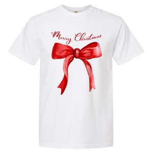 Merry Christmas Red Coquette Bow Merry And Bright Garment-Dyed Heavyweight T-Shirt