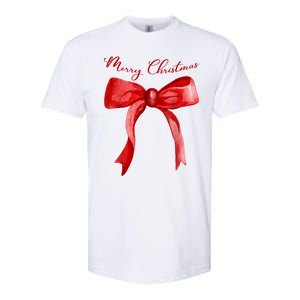 Merry Christmas Red Coquette Bow Merry And Bright Softstyle CVC T-Shirt