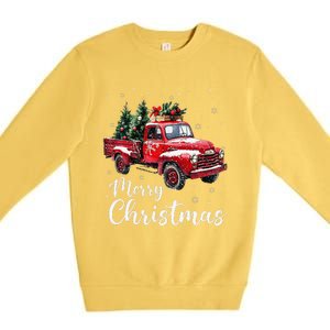 Merry Christmas Red Truck Family Matching Christmas Pajama Gift Premium Crewneck Sweatshirt