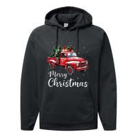 Merry Christmas Red Truck Family Matching Christmas Pajama Gift Performance Fleece Hoodie