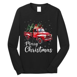 Merry Christmas Red Truck Family Matching Christmas Pajama Gift Long Sleeve Shirt