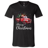 Merry Christmas Red Truck Family Matching Christmas Pajama Gift V-Neck T-Shirt