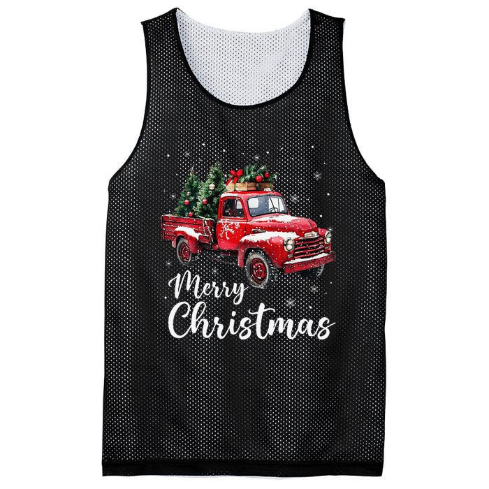 Merry Christmas Red Truck Family Matching Christmas Pajama Gift Mesh Reversible Basketball Jersey Tank