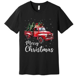 Merry Christmas Red Truck Family Matching Christmas Pajama Gift Premium T-Shirt