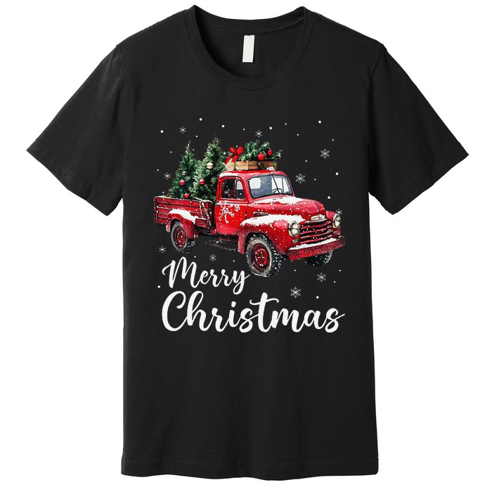 Merry Christmas Red Truck Family Matching Christmas Pajama Gift Premium T-Shirt