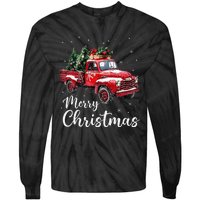 Merry Christmas Red Truck Family Matching Christmas Pajama Gift Tie-Dye Long Sleeve Shirt