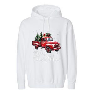 Merry Christmas Red Truck Family Matching Christmas Pajama Gift Garment-Dyed Fleece Hoodie