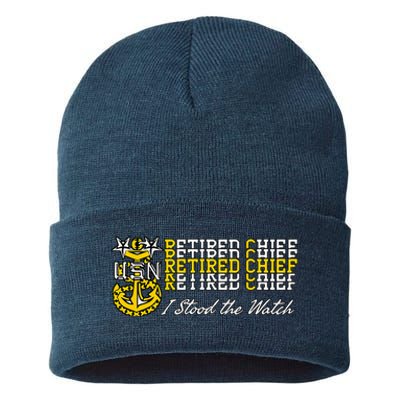 Master Chief Retired I Stood The Watch Sustainable Knit Beanie