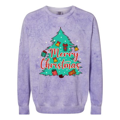 Merry Christmas Retro Christmas Tree Santa Claus Xmas Goodies Groovy Plus Size Colorblast Crewneck Sweatshirt