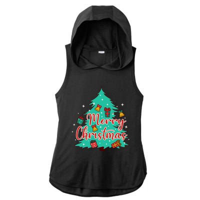 Merry Christmas Retro Christmas Tree Santa Claus Xmas Goodies Groovy Plus Size Ladies PosiCharge Tri-Blend Wicking Draft Hoodie Tank