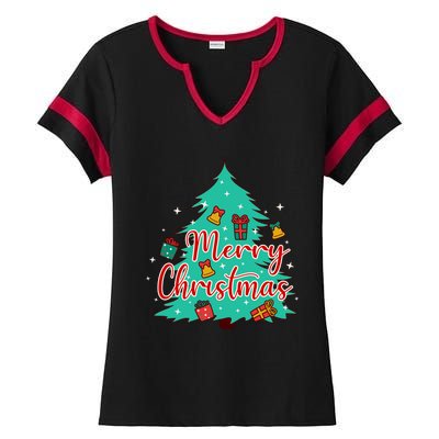 Merry Christmas Retro Christmas Tree Santa Claus Xmas Goodies Groovy Plus Size Ladies Halftime Notch Neck Tee