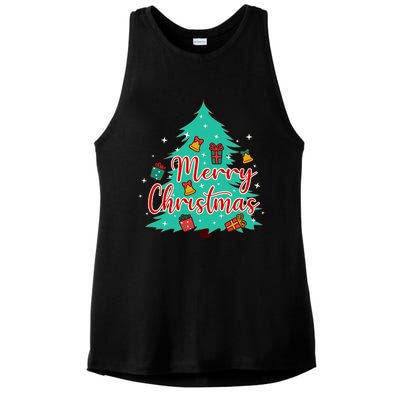 Merry Christmas Retro Christmas Tree Santa Claus Xmas Goodies Groovy Plus Size Ladies PosiCharge Tri-Blend Wicking Tank