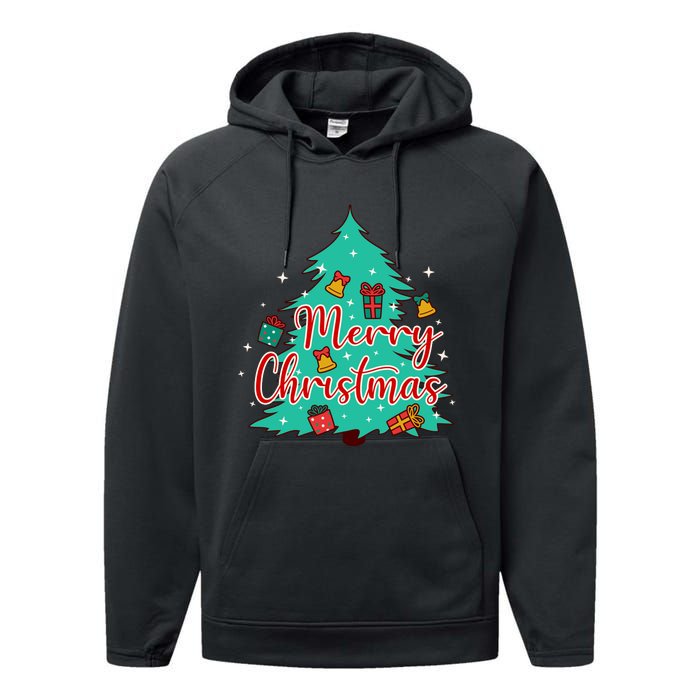 Merry Christmas Retro Christmas Tree Santa Claus Xmas Goodies Groovy Plus Size Performance Fleece Hoodie